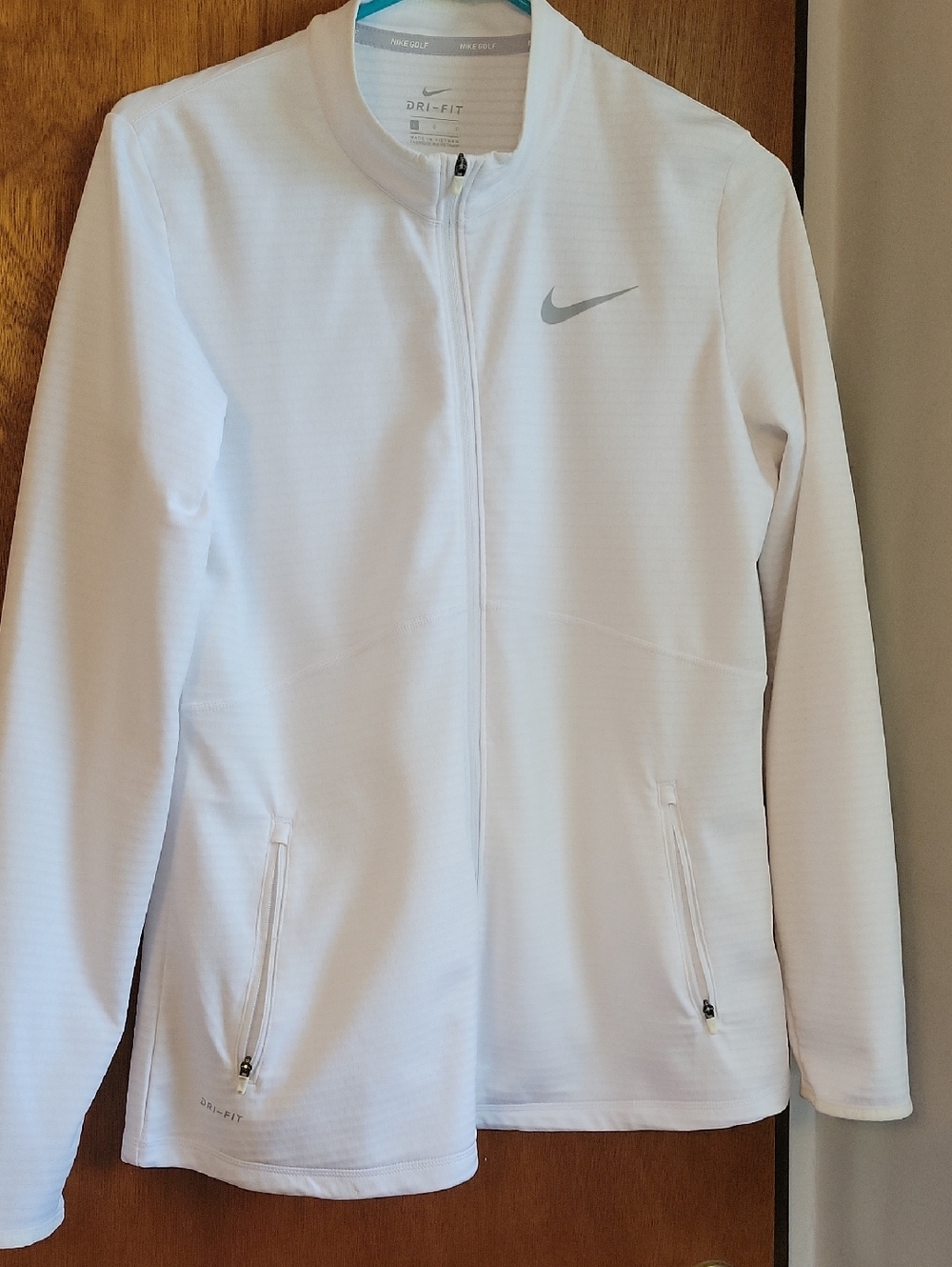 Nike White Full-Zip Dri-FIT Jacket with Silver Swoosh L